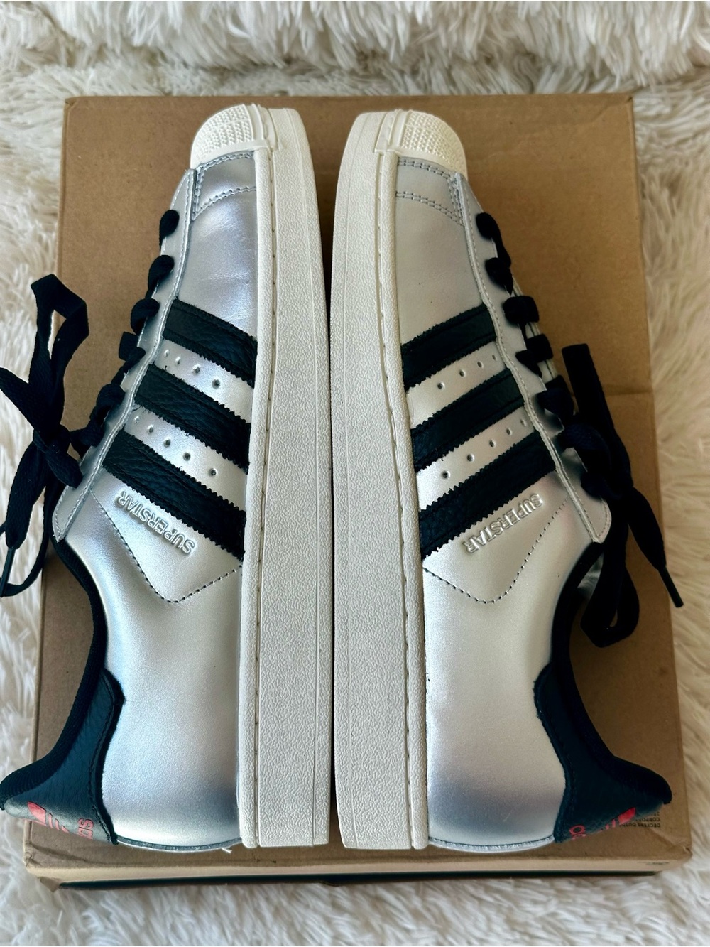 ADIDAS Superstar II Silver Metallic Black Shell Toe Leather Sneakers Men’s 8.5 - Picture 3 of 8